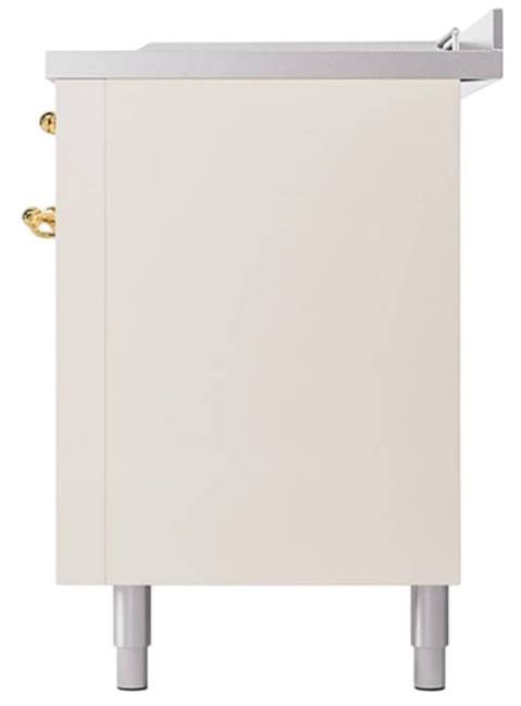 Ilve® Nostalgie II Noblesse 60'' Antique White Pro Style Dual Fuel Range with Brass Trim-3