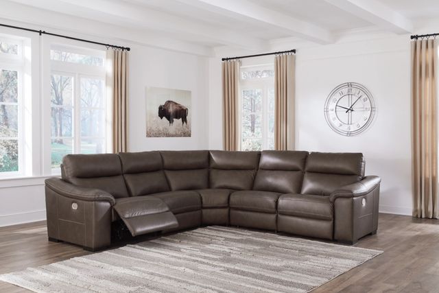 Signature Design by Ashley® Salvatore 5-Piece Chocolate Power Reclining Sectional-1