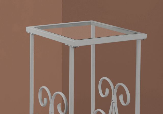 Monarch Specialties Inc. Silver Metal 30" Accent Table with Tempered Glass Top -2