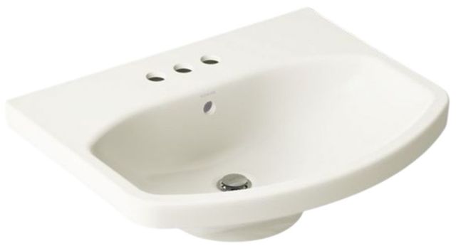 Kohler Cimarron® Biscuit 22.75" Centerset Faucet Holes Rectangular Pedestal Bathroom Sink-0