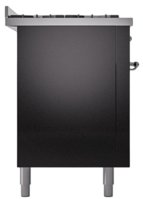 Ilve® Nostalgie II Noblesse 60'' Glossy Black Pro Style Dual Fuel Range with Chrome Trim-2