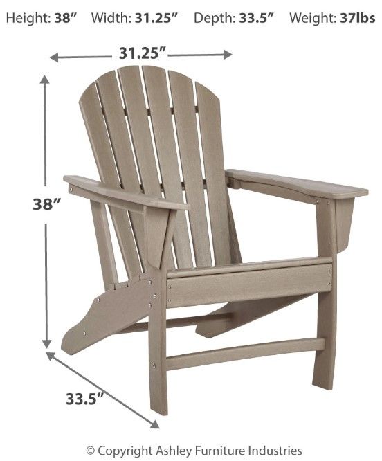 Signature Design by Ashley® Sundown Treasure Driftwood Plastic Outdoor Adirondack Chair-3