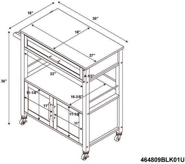 Linon Cameron Black Kitchen Cart -2