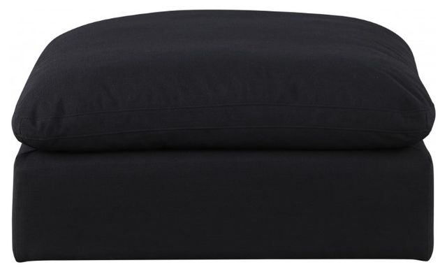 Meridian Furniture Comfy Black Linen Textured Ottoman-1