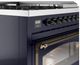 Ilve® Nostalgie II Noblesse 48'' Midnight Blue Pro Style Dual Fuel Range with Burnished Trim-4