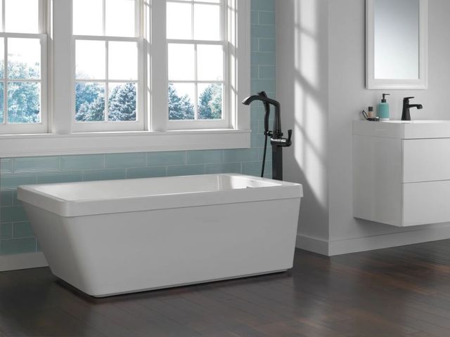 Delta Ashlyn® Matte Black Single Handle Bathroom Faucet with Drain-4