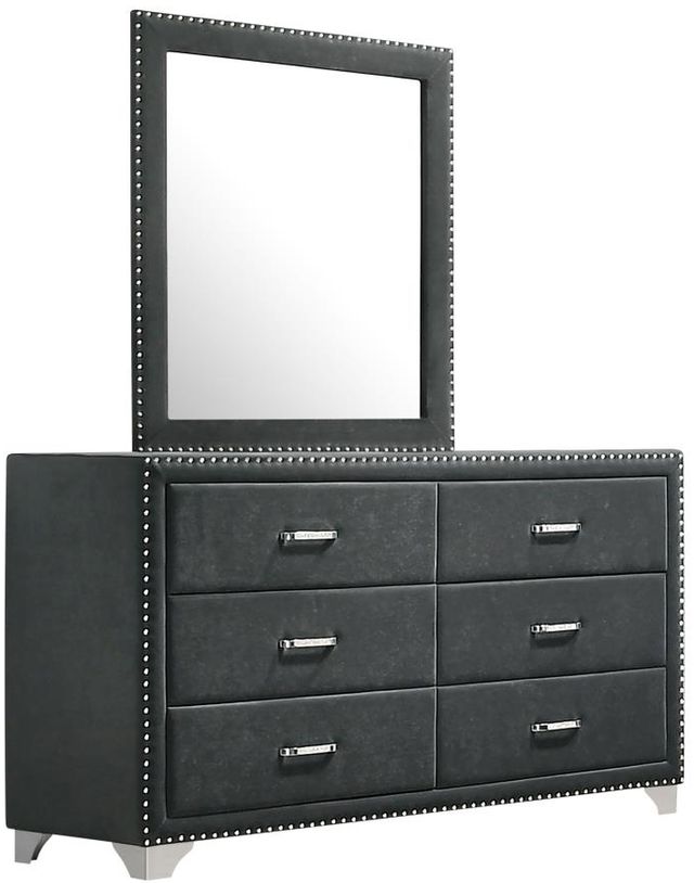 Coaster® Melody Gray 6-Drawer Upholstered Dresser and Mirror-0