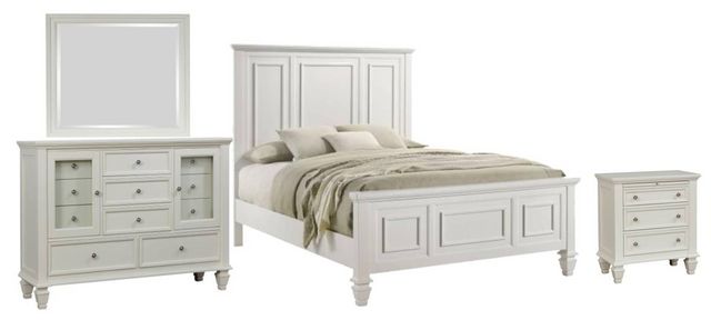Coaster® Sandy Beach 4-Piece Cream White California King Bedroom Set