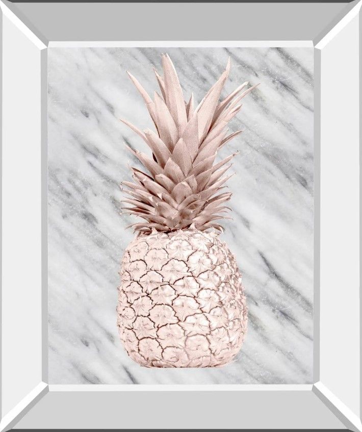 Classy Art Rose Gold Pineapple on Gray Marble by Nature Magick Mirror Framed Wall Art