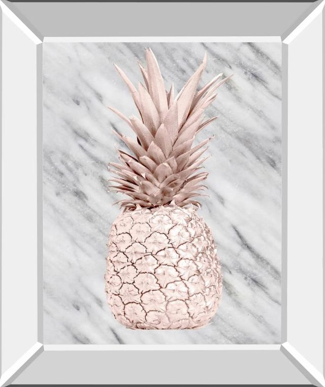 Classy Art Rose Gold Pineapple on Gray Marble by Nature Magick Mirror Framed Wall Art-0