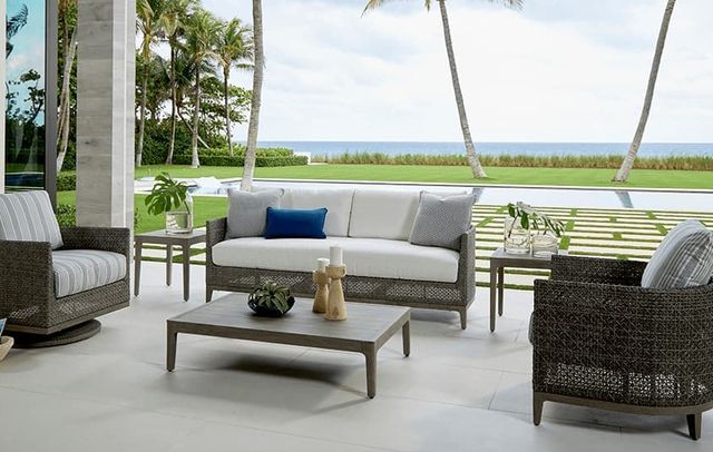 Lane Venture® Lenox Hill Quarry Gray Outdoor Aluminum/Wicker Cocktail Table-3