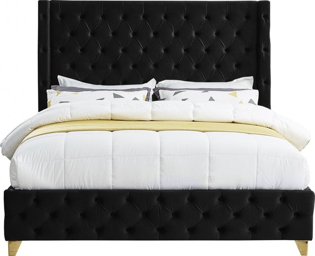 Meridian Furniture Savan Black Queen Upholstered Panel Bed-1