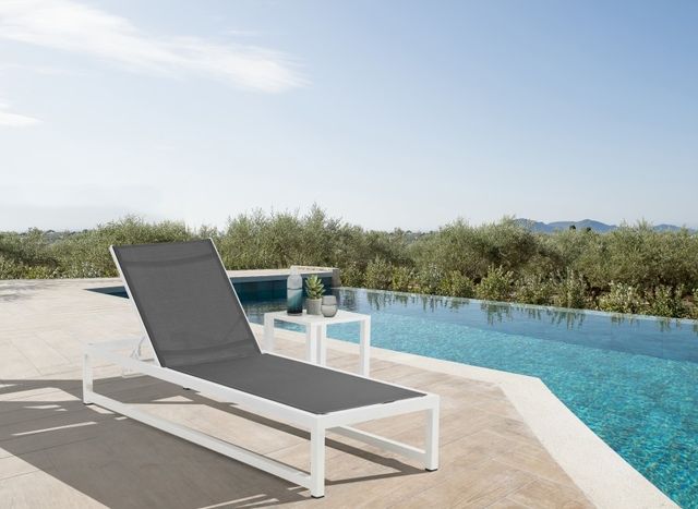 Meridian Furniture Maldives Grey/White Aluminum Outdoor Patio Adjustable Chaise Lounge Chair-4