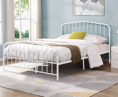 Milton Greens Stars White Queen Metal Platform Bed-1