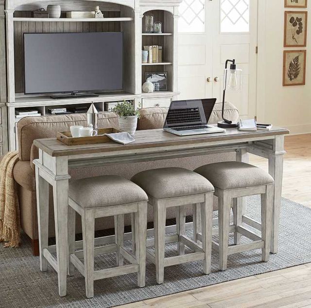 Liberty Furniture Heartland Antique White/Gray Taupe Upholstered Console Stool-2