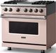 Viking® 5 Series 36" Blush Pro Style Dual Fuel (NG) Range with Polished Chrome Trim-3