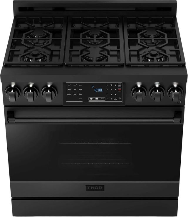 Thor Kitchen® Gordon Ramsay Series 36" Matte Black Pro Style Gas Range-1