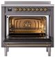Ilve® Nostalgie II Noblesse 36'' Graphite Matte Pro Style Induction Range with Brass Trim-2