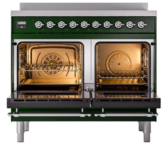 Ilve® Nostalgie II Noblesse 40'' Emerald Green Pro Style Induction Range with Chrome Trim-1
