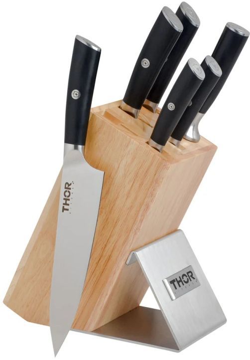Thor Kitchen® 7-Piece Stainless Steel Knife Set with Knife Block Set-0