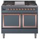 Ilve® Nostalgie II Noblesse 40'' Blue Gray Pro Style Dual Fuel Range with Copper Trim-0