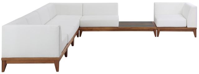 Meridian Furniture Rio 6-Piece Brown/Off White Acacia/Fabric Outdoor Patio Modular Sectional-1