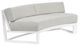 Sunset West Newport Satin White Aluminum Curved Armless Outdoor Loveseat with Cast Silver Cushion-0