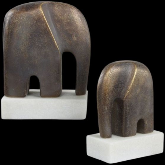Uttermost® Timeless Tusk 2-Piece Antique Bronze/White Sculpture Set-3