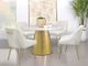 Coaster® Ambrose White Dining Table with Brushed Gold Base-3