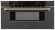 ZLINE Autograph Edition 30" 1.2 Cu. Ft. Black Stainless Steel Built-in Microwave Drawer with Polished Gold Helix Handle-0