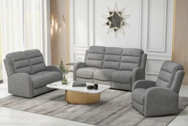 Emerald Home Harvey Gray Power Loveseat with Power Headrest-1