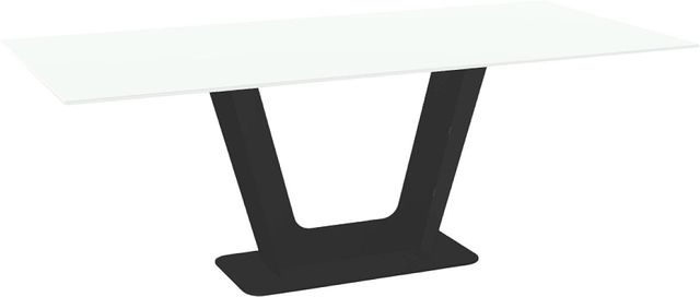 Amisco Customizable Amelia 84" Rectangular Dining Table with 0.5" White Glass Top-0