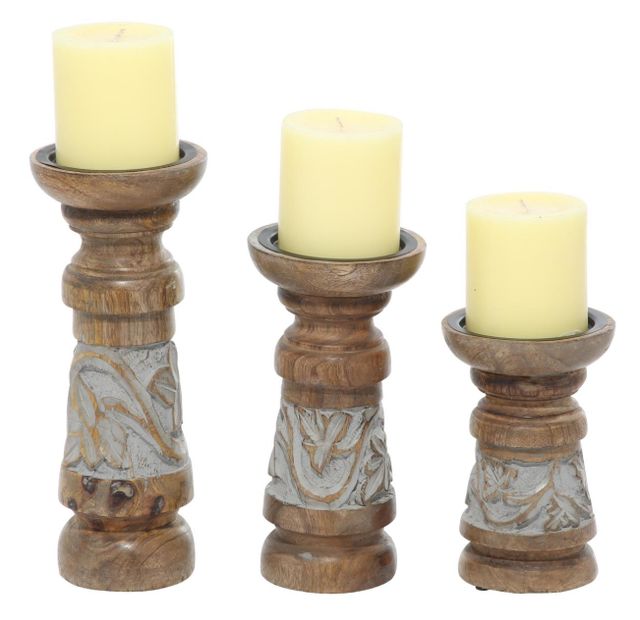 Deco Marche 3-Piece Brown Decorative Candle Holder Set-1