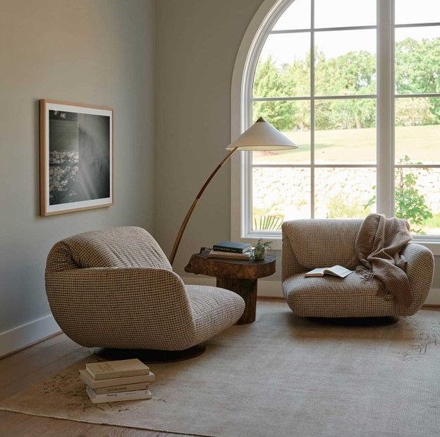 American Leather® Customizable Whitby Fabric Swivel Glider Chair-1