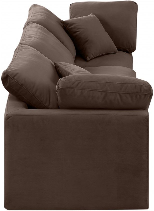 Meridian Furniture Indulge 3-Piece Brown Velvet Sofa-3