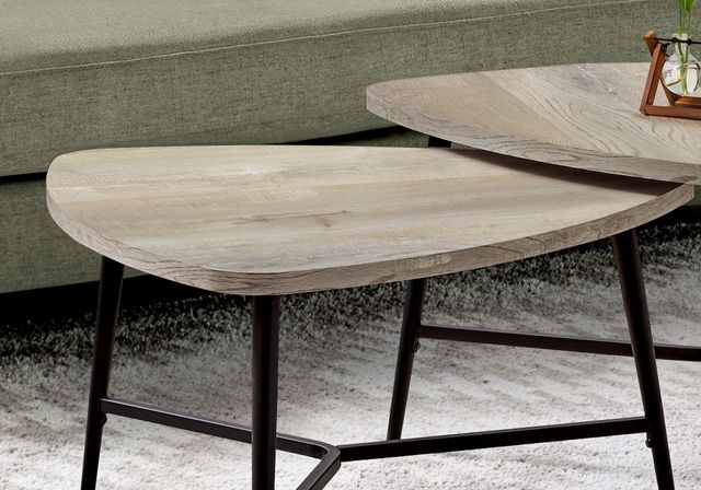 Monarch Specialties Inc. 2 Piece Taupe Reclaimed Wood with Black Metal Table Set-3