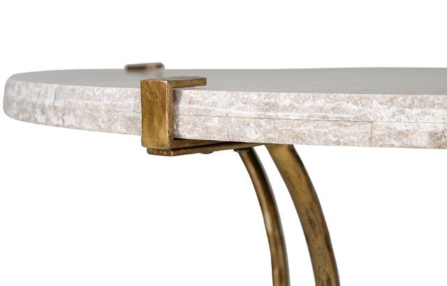 Furniture Classics Adelaide Cream/Gray Round Coffee Table with Gold Base-2