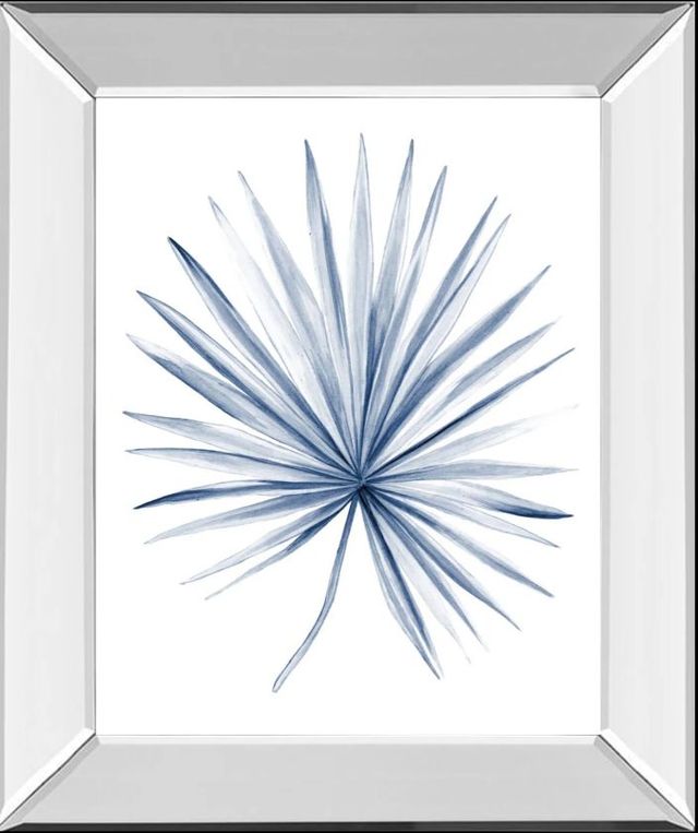 Classy Art Indigo Tropical Leaves II by Megan Meagher Mirror Framed Wall Art-0