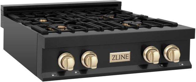 ZLINE Autograph Edition 30" Black Stainless Steel Gas Rangetop with Polished Gold Accents-1