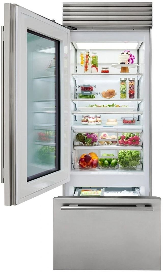 Sub-Zero® Classic Series 30" 17 Cu. Ft. Panel Ready Left Hinge Built-In Bottom Freezer Refrigerator with Glass Door-2