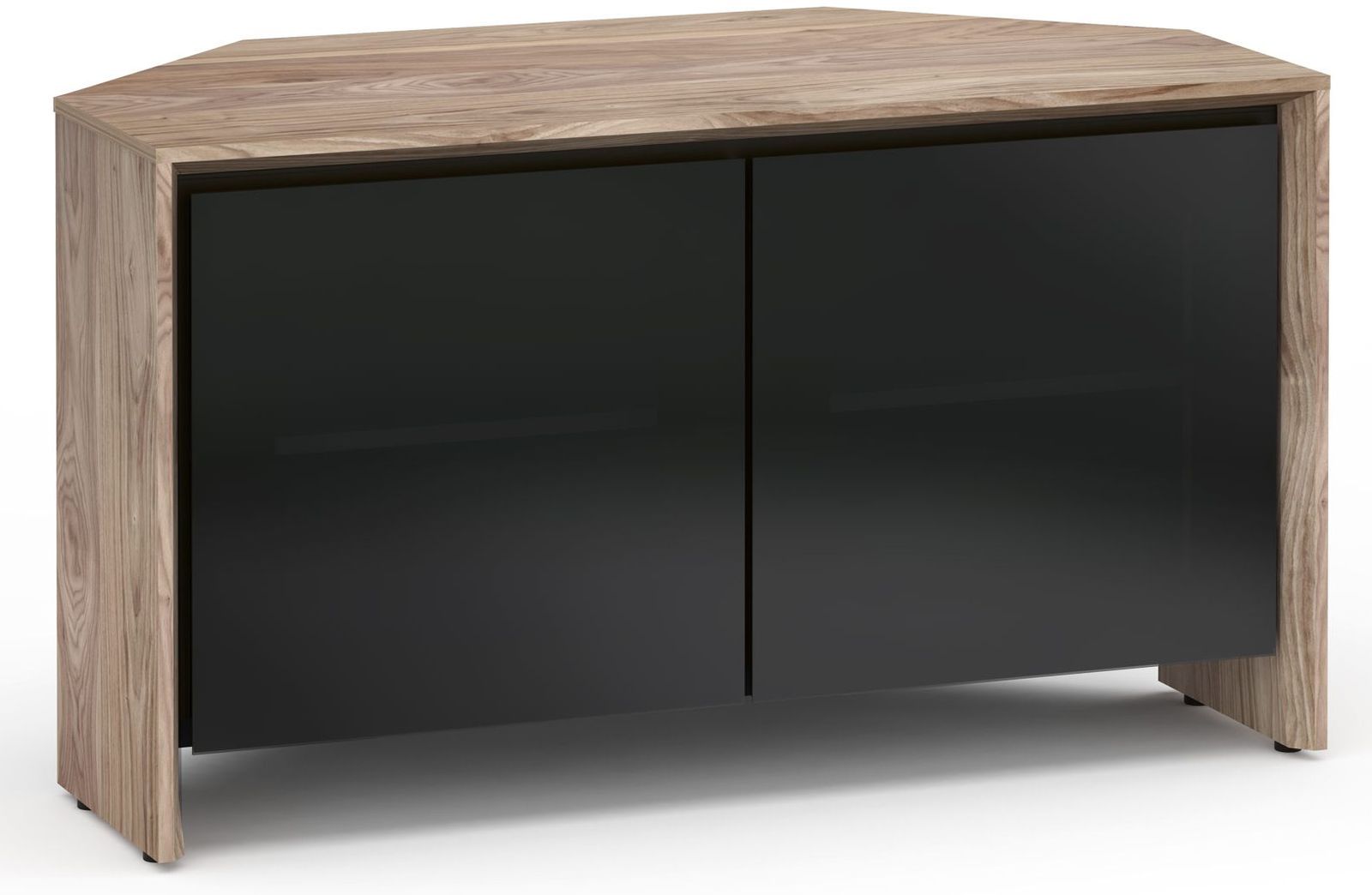 Salamander Designs® Barcelona 221 Corner Cabinet-Natural Walnut/Black Glass