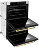 ZLINE Autograph Edition Professional 30" Stainless Steel Double Electric Wall Oven with White Matte Doors and Polished Gold Accents-3