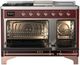 Ilve® Majestic III 48" Burgundy Pro Style Dual Fuel Liquid Propane Range with 5 Black Brass Burners and Copper Trim-1