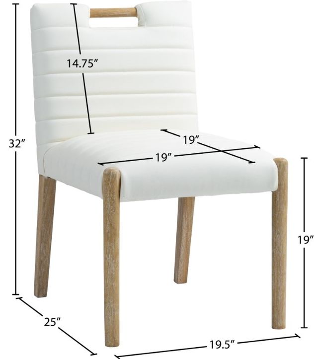 Meridian Furniture Aimee Cream/Natural Leather Dining Side Chair-2