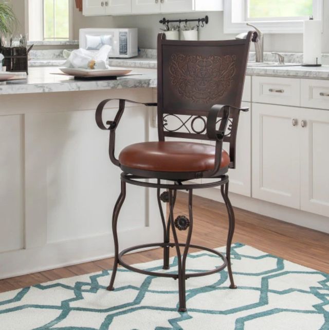 Powell® Beatrix Bronze/Rust Big And Tall Armed Counter Stool-1