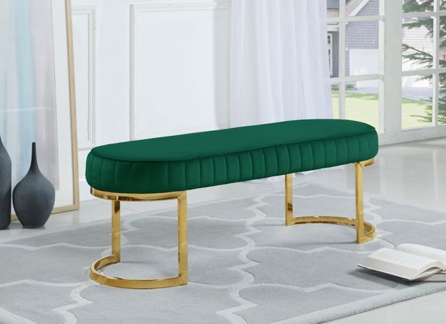 Meridian Furniture Lemar Green Velvet Bench-1