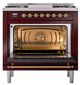 Ilve® Nostalgie II Noblesse 36'' Burgundy Pro Style Dual Fuel Range with Brass Trim-1