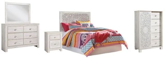 Signature Design by Ashley® Paxberry 4-Piece Whitewash Full Panel Headboard Set-0