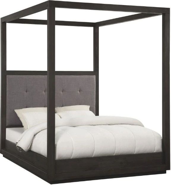 Modus Furniture Oxford Basalt Gray/Dolphin Full Upholstered Canopy Bed-0