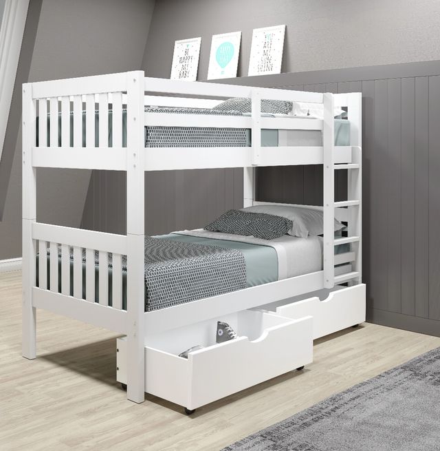 Donco Kids Austin Mission White Twin/Twin Bunk Bed with Drawer Storage-1
